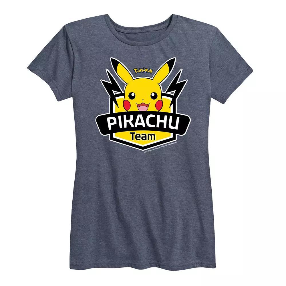 Plus Pokemon Team Pikachu Graphic Tee, Women's, Size: 2XL, Grey Blue Product Image