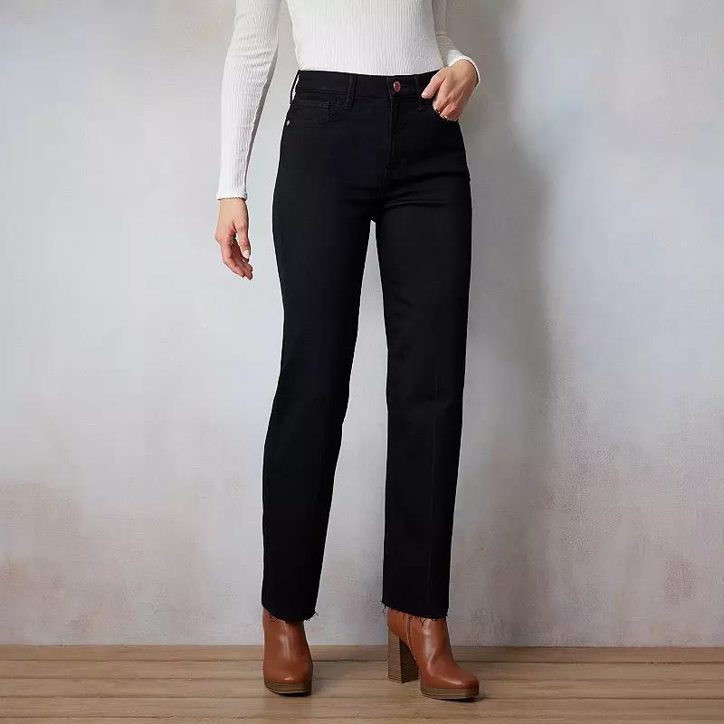 Women's LC Lauren Conrad Super High-Rise True Straight Jeans, Size: 2, Black Rinse Product Image