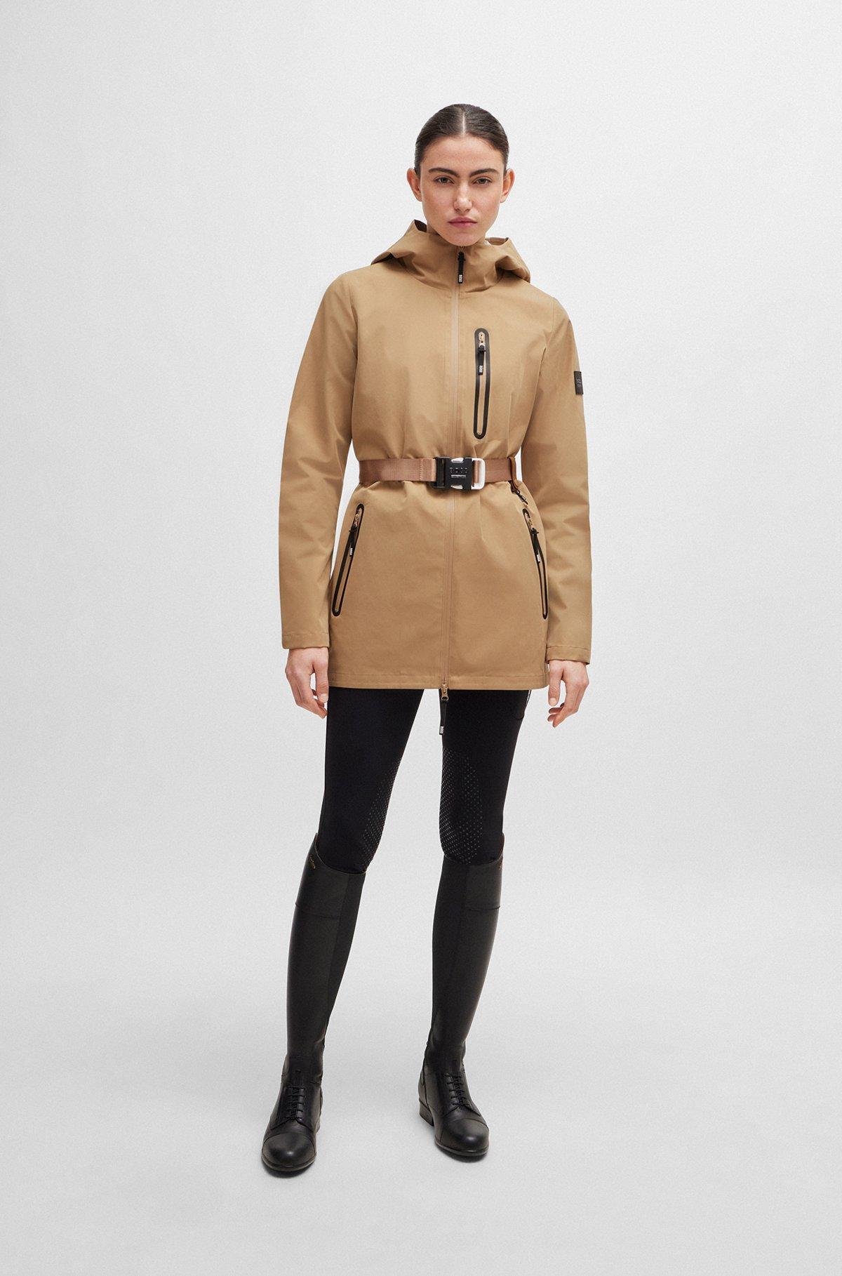 Equestrian hardshell parka jacket with water-repellent finish Product Image