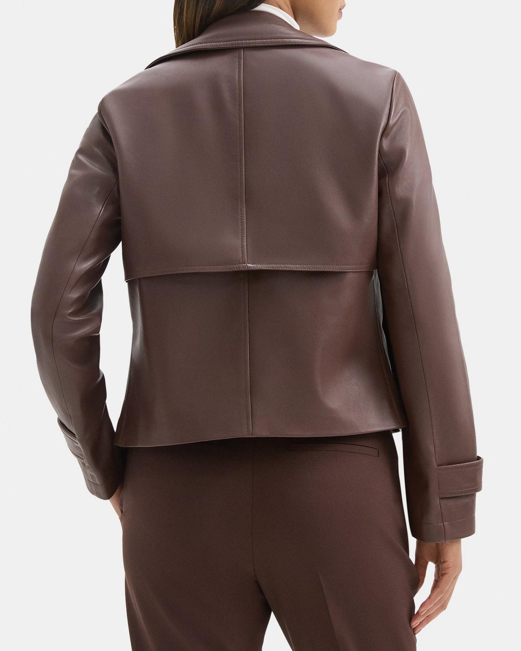 Cropped Coat in Leather Product Image