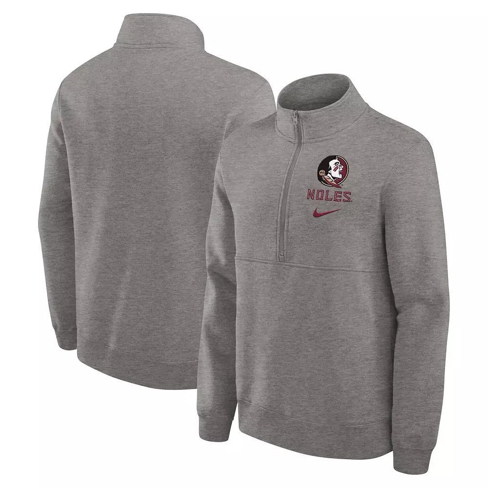 Men's Nike Heather Gray Florida State Seminoles Primetime Club Half-Zip Sweatshirt,  Product Image