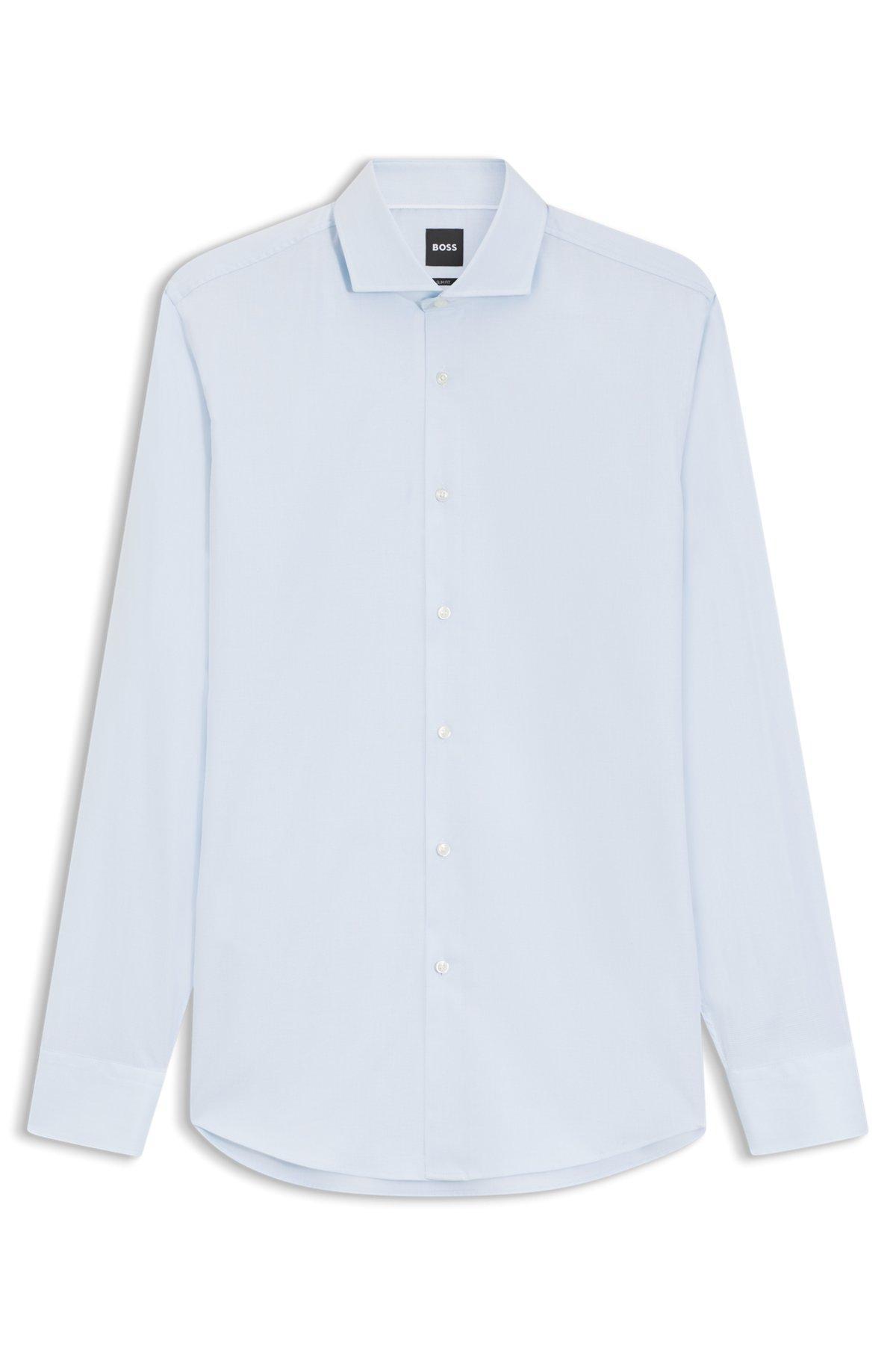 Slim-fit shirt in a structured cotton blend Product Image
