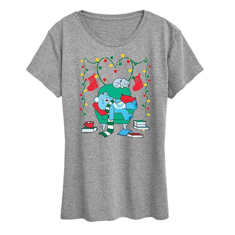 Womens Care Bears Cozy Christmas Graphic Tee, Girls Grey Gray Product Image