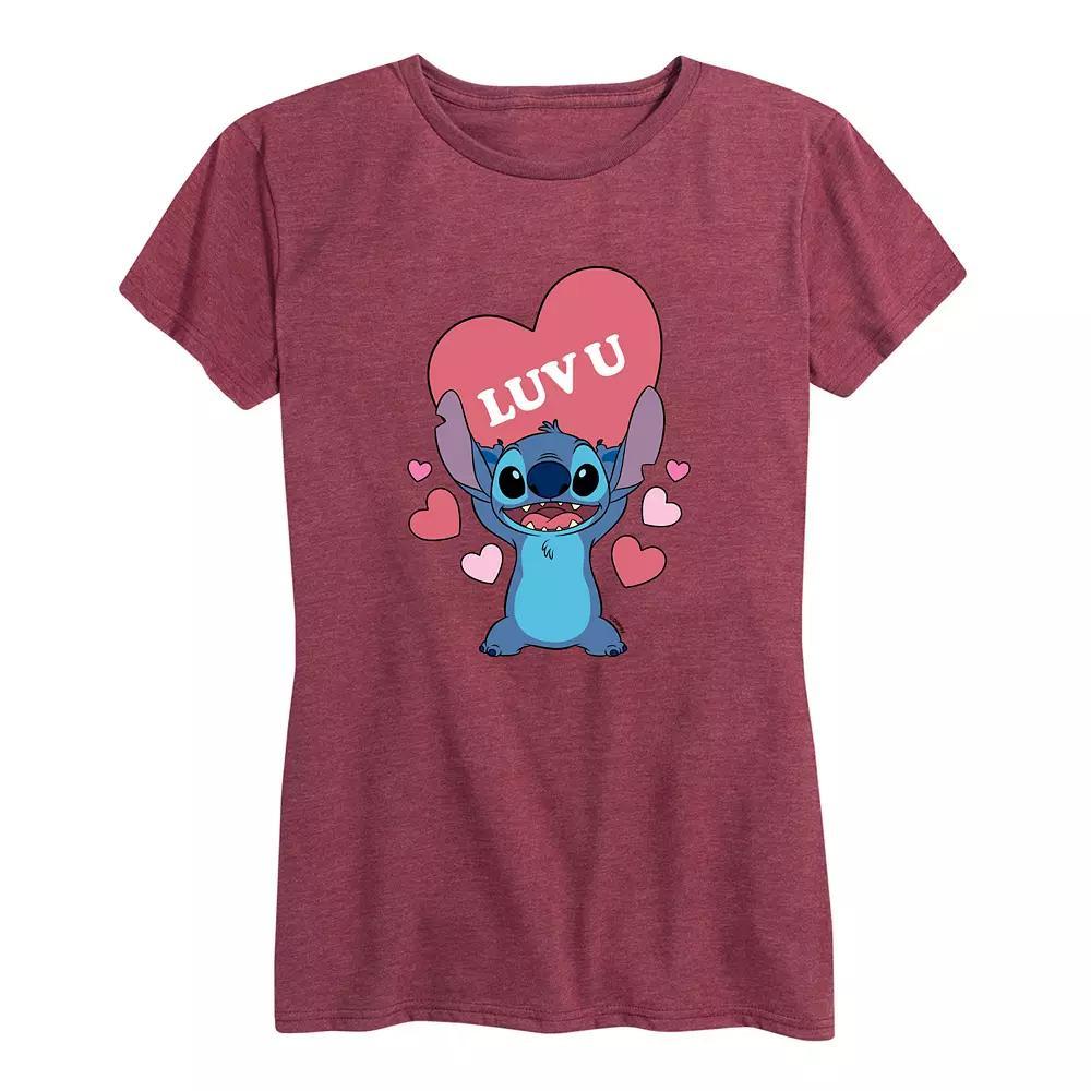 Disney's Lilo & Stitch Women's Luv U Heart Graphic Tee,  Product Image