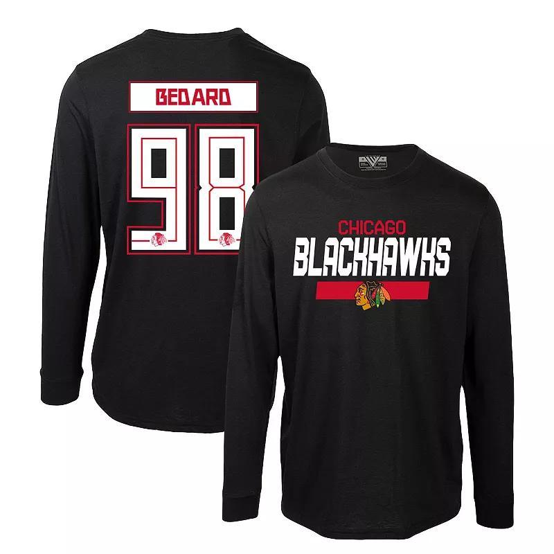 Mens Levelwear Connor Bedard Chicago hawks Oscar Name & Number Long Sleeve T-Shirt Product Image