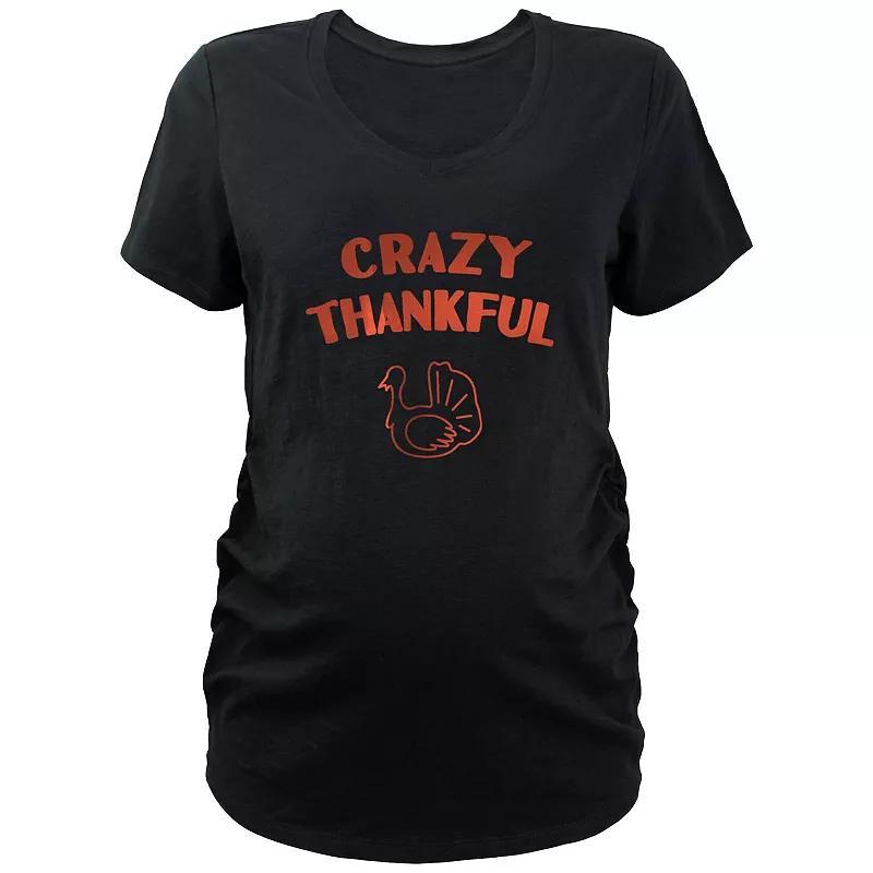 Maternity Crazy Thankful Turkey Graphic Tee, Women's, Size: Small-Mat, Black Product Image