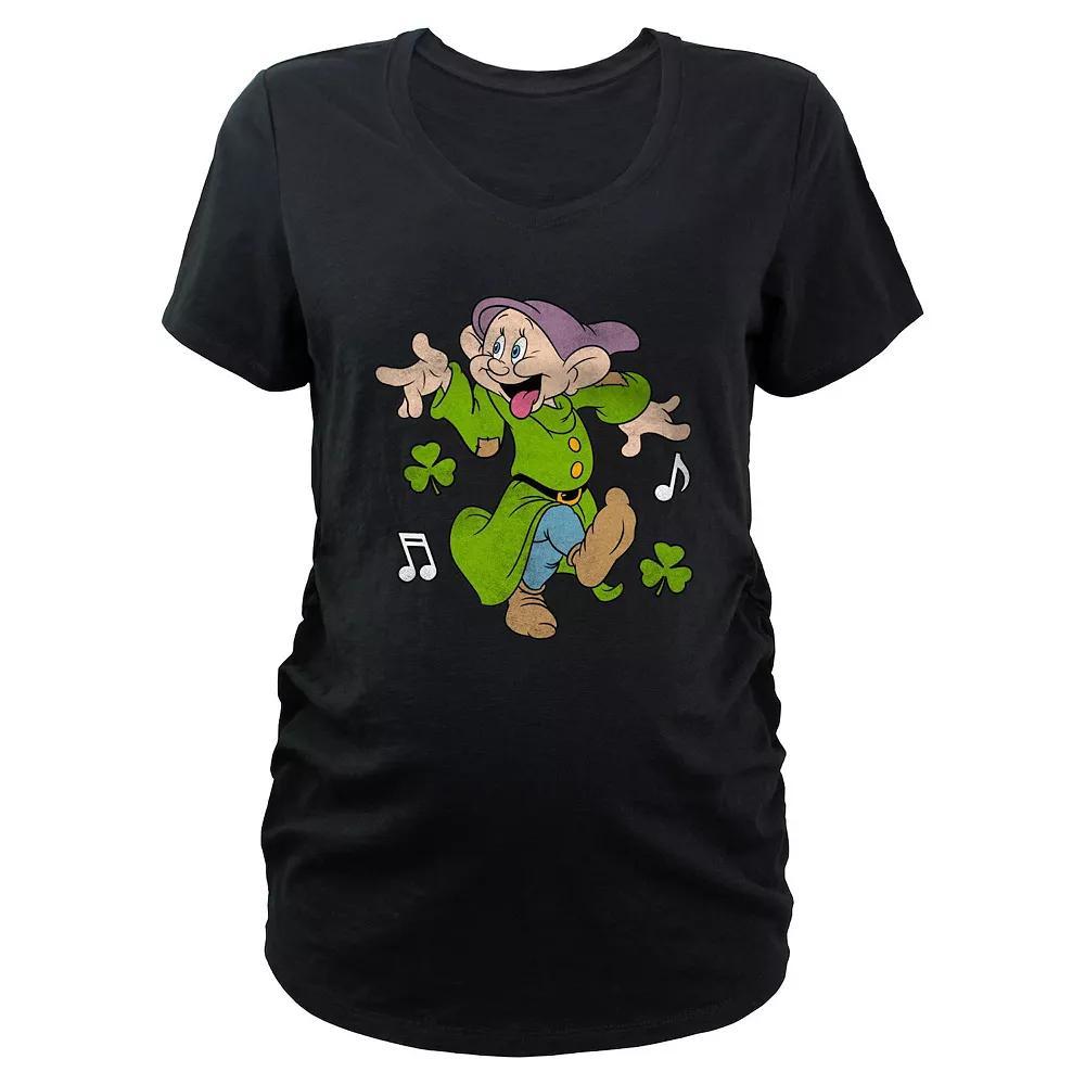 Disney's Snow White And The Seven Dwarfs Dopey Irish Jig Dance Maternity Graphic Tee, Women's, Size: Small-Mat, Black Product Image