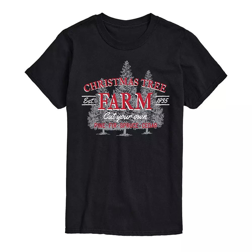 Men's Christmas Tree Farm Sign Tee, Size: Medium, Blue Product Image