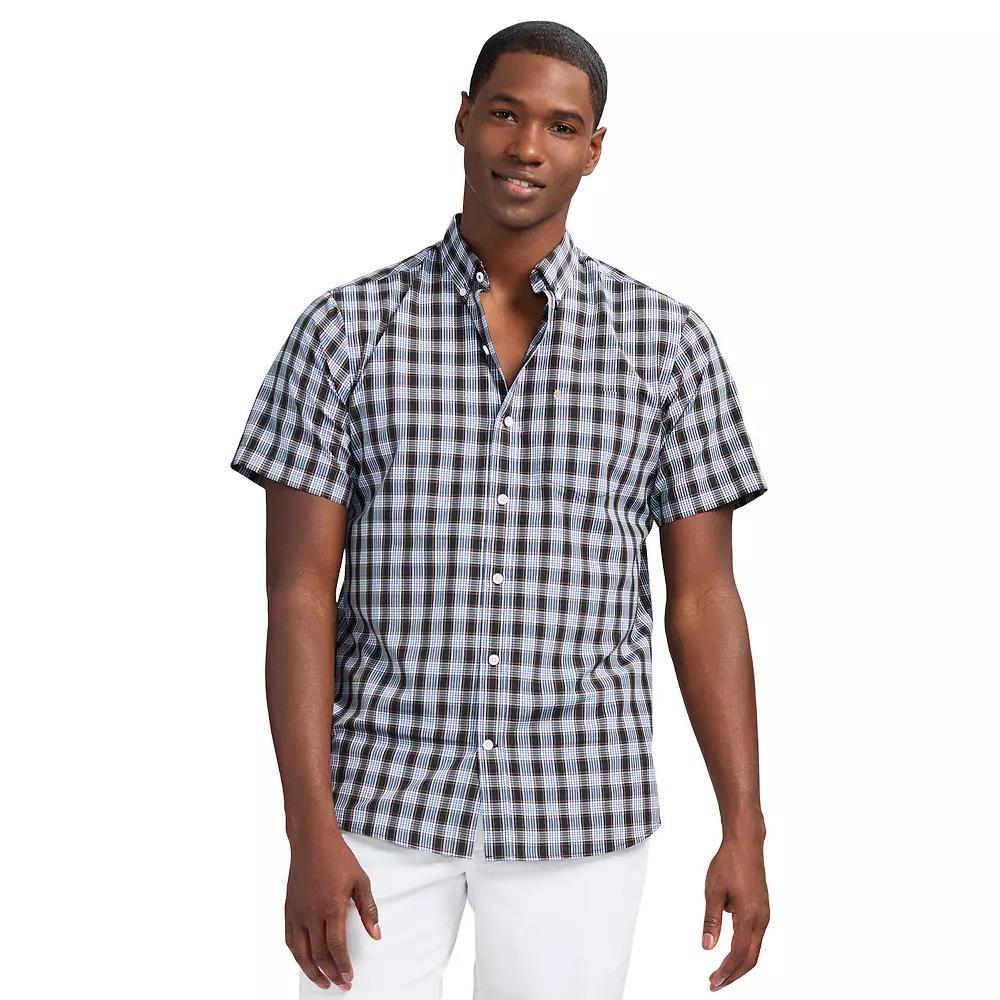 Men's IZOD Breeze Button-Down Shirt, Size: Medium, Grey Plaid Product Image