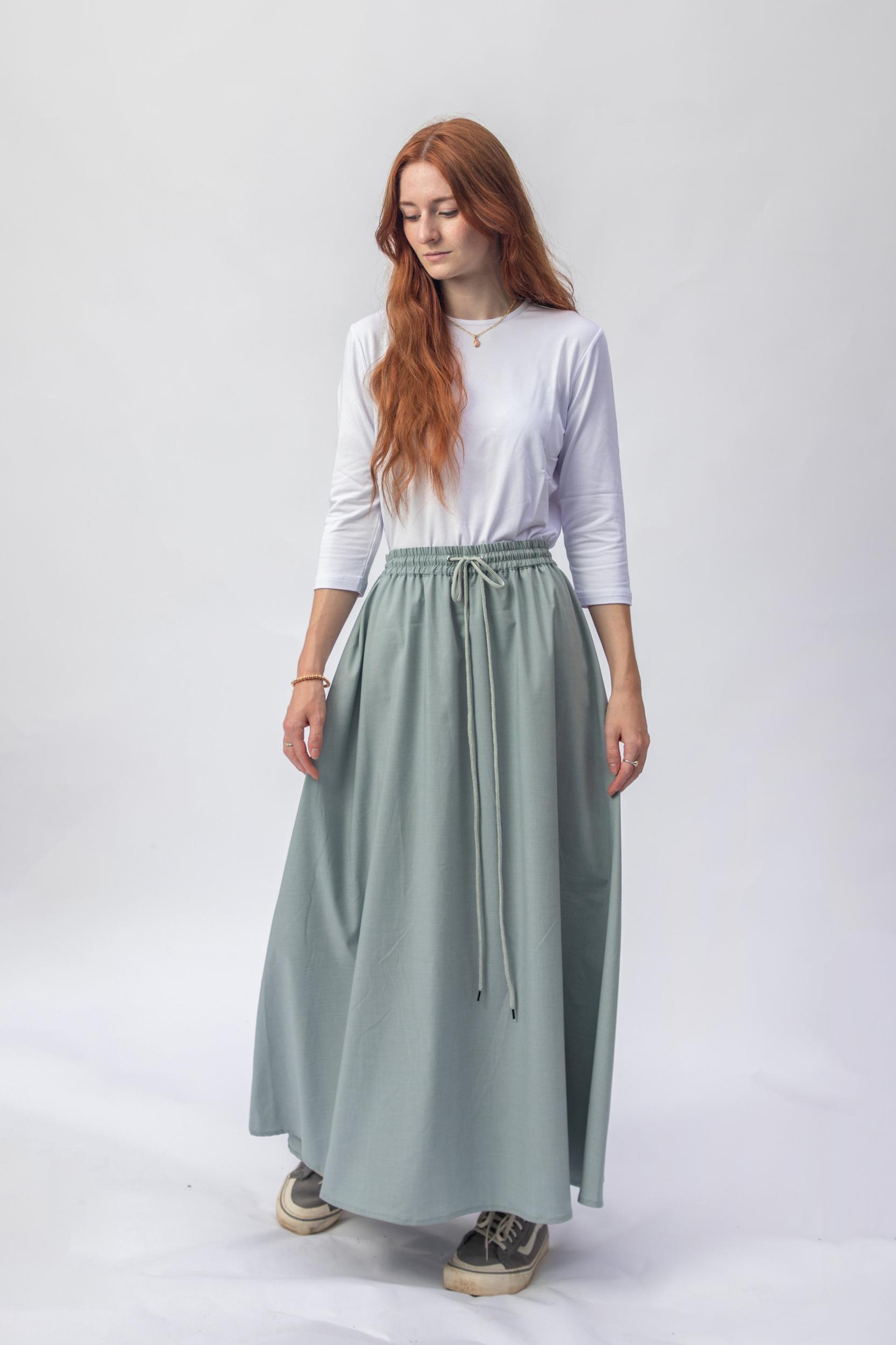 Mint Cotton Drawstring Skirt Product Image