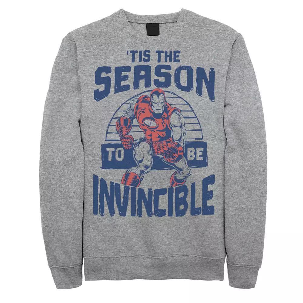 Men's Marvel Iron Man 'Tis The Season Invincible Christmas Sweatshirt, Size: 3XL, Athletic Grey Product Image