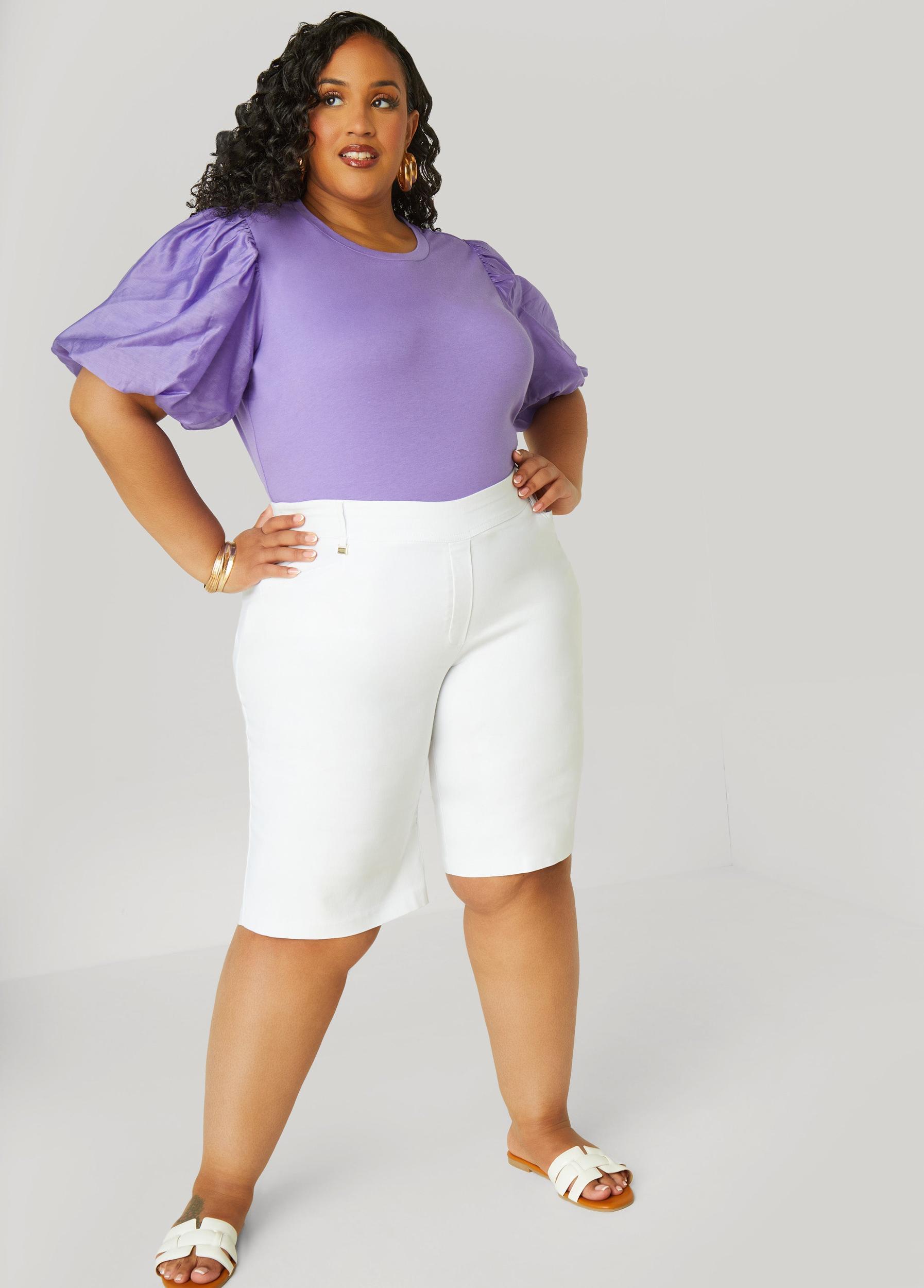 Plus Size Cotton Paneled Jersey Top Ashley Stewart Product Image