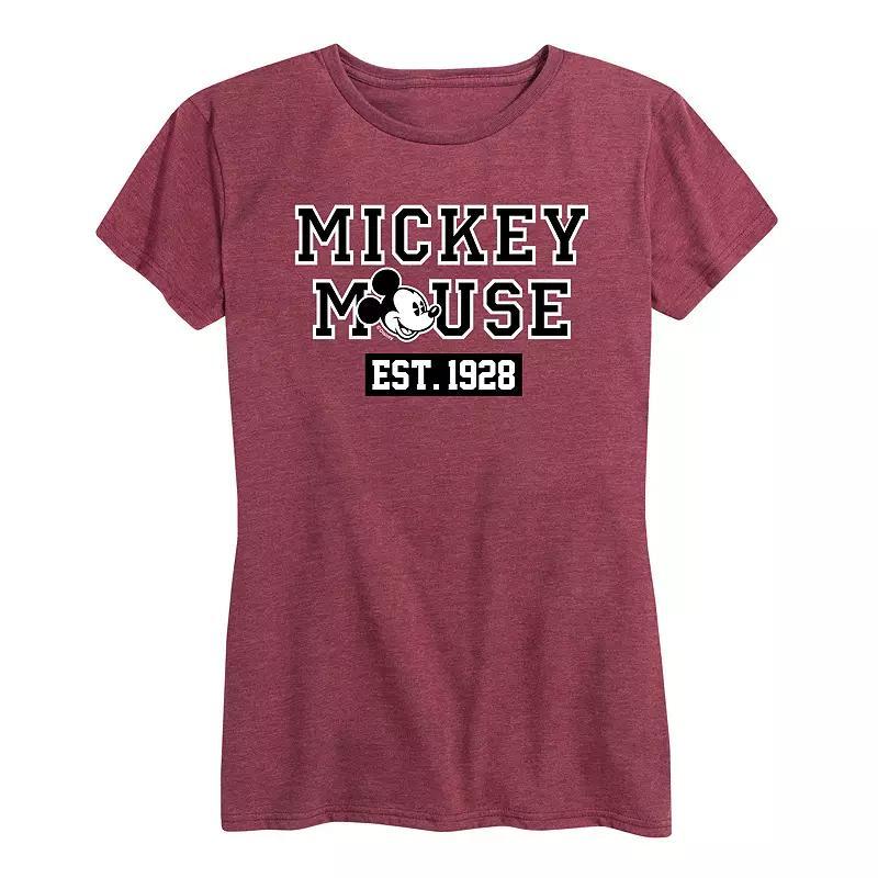 Disney's Mickey Mouse Women's Est. 1928 Graphic Tee, Size: XL, Grey Dark Red Product Image