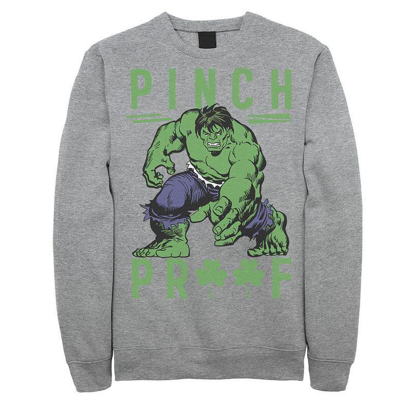 Men's Marvel St. Patty's Vintage Hulk Pinch Proof Sweatshirt, Size: Large, Athletic Grey Product Image