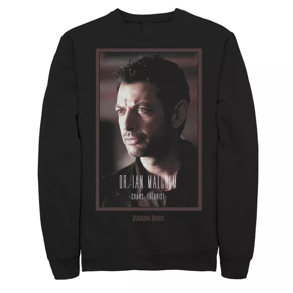 Men's Jurassic Park Dr. Ian Malcolm Chaos Theorist Graphic Fleece Pullover, Size: Small, Black Product Image