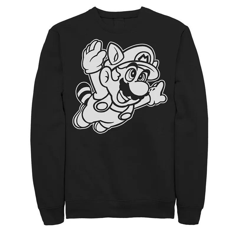 Men's Nintendo Super Mario 3 Raccoon Fly Line Art Sweatshirt,  Product Image