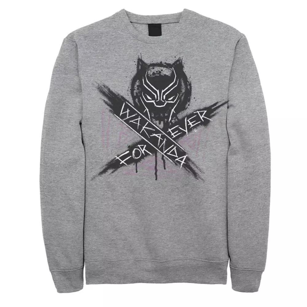 Men's Marvel Black Panther Wakanda Forever Painted Fleece, Size: 3XL, Athletic Grey Product Image