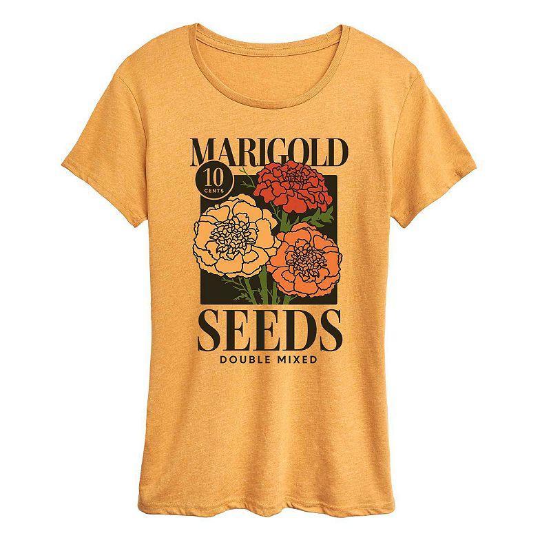 Womens Marigold Seeds Graphic Tee, Girls Grey Gray Product Image