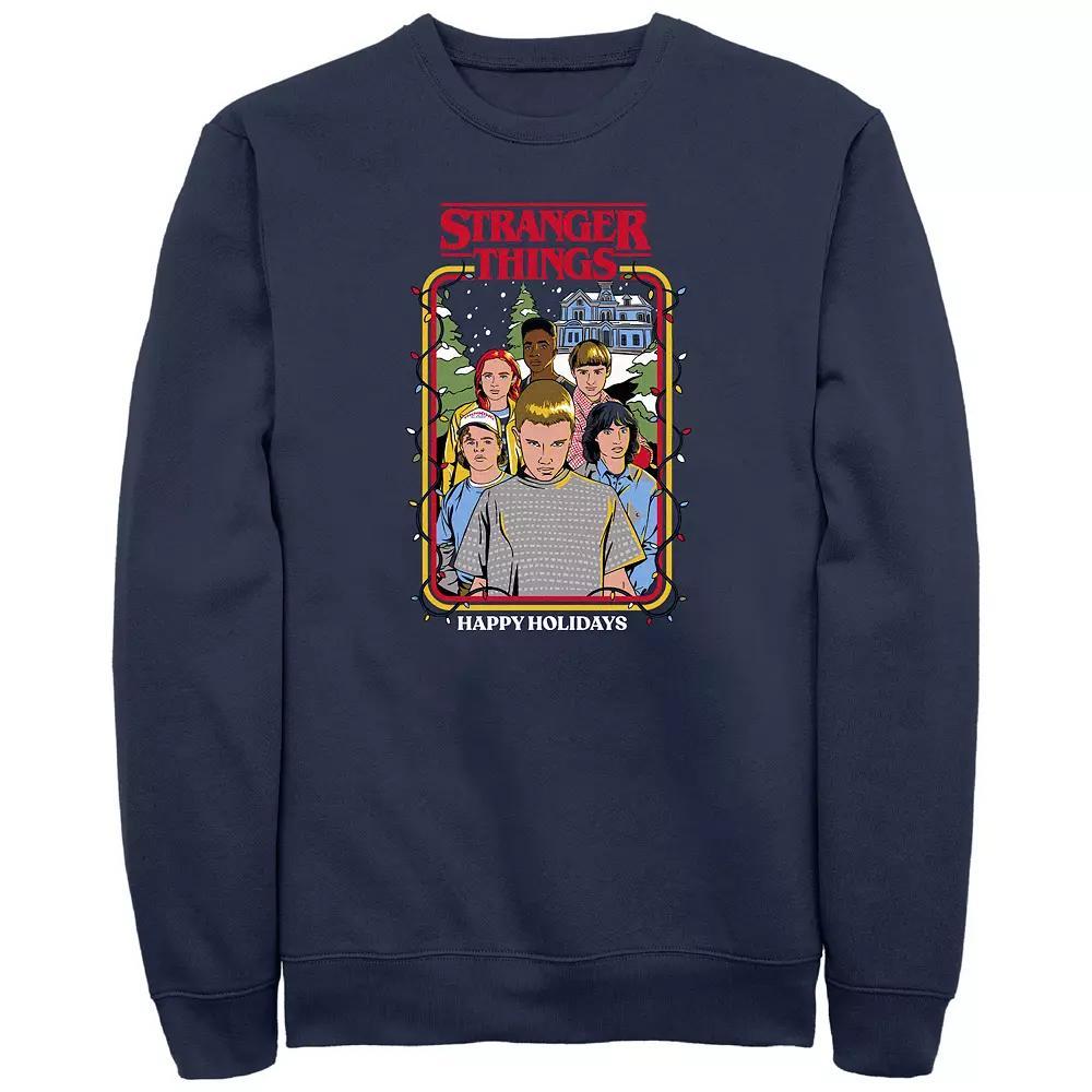 Big & Tall Stranger Things Happy Holidays Card Graphic Fleece, Men's,  Product Image