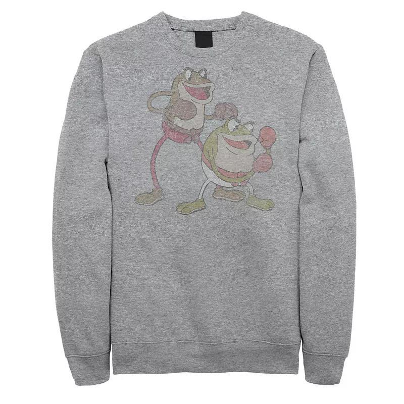 Big & Tall Cuphead Ribby And Croaks Boxing Frogs Sweatshirt, Mens Athletic Grey Product Image