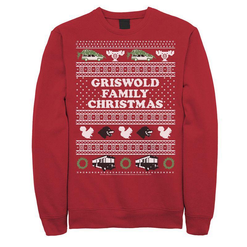 Men's National Lampoon's Christmas Vacation Logo Ugly Sweater Sweatshirt, Size: Large, Red Product Image