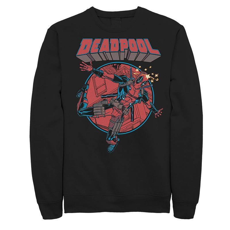 Men's Marvel Deadpool Falling Dummy Fleece, Size: Large, Black Product Image