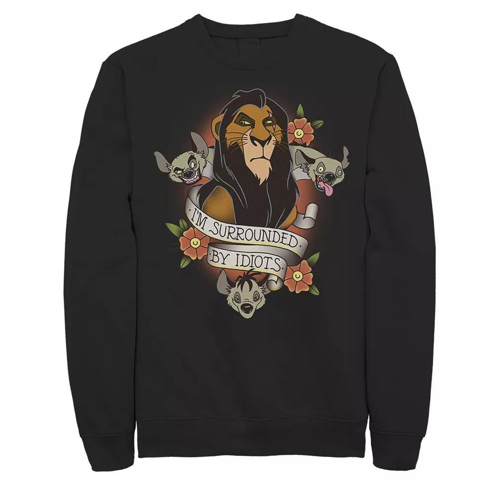Disney's The Lion King Men's Scar With Hyenas Surrounded By Idiots Graphic Fleece Pullover,  Product Image