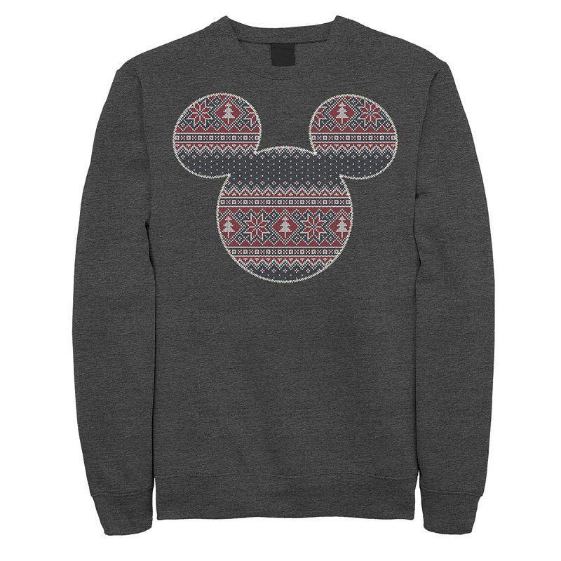 Disneys Mickey Mouse Mens Ugly Christmas Sweater Sweatshirt Grey Heather Product Image