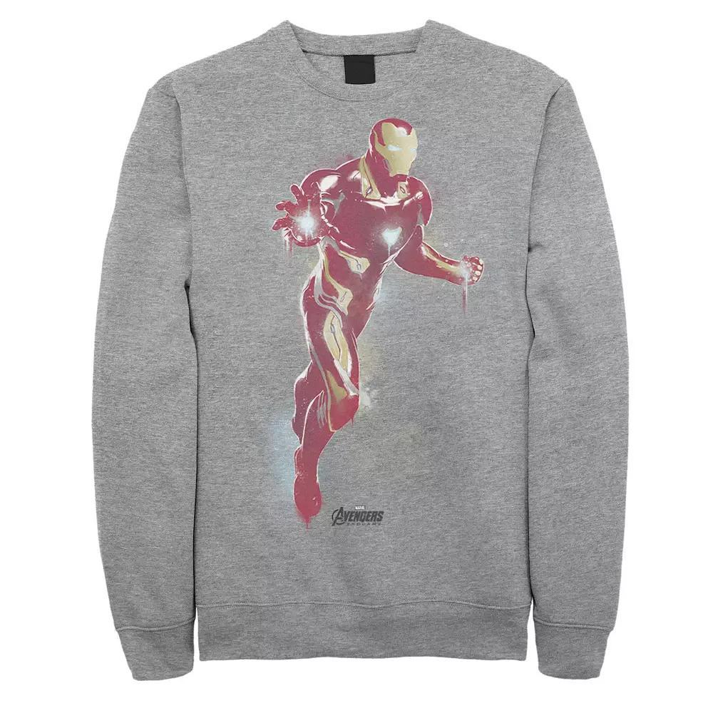 Men's Marvel Avengers: Endgame Iron Man Spray Paint Sweatshirt, Size: Small, Athletic Grey Product Image