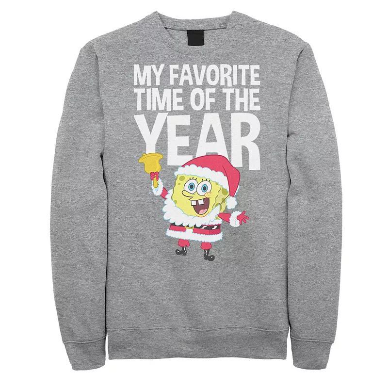 Men's SpongeBob SquarePants Santa Christmas Favorite Time Sweatshirt, Size: XXL, Athletic Grey Product Image