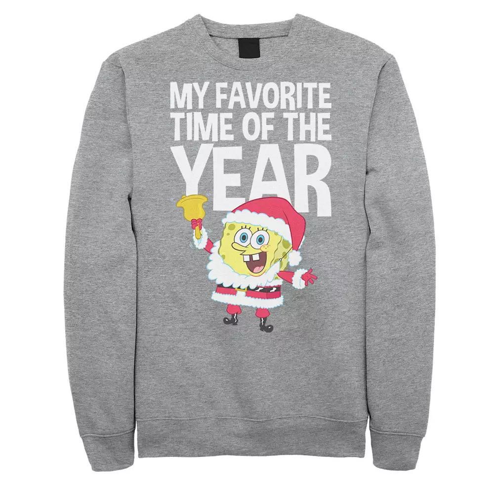 Men's SpongeBob SquarePants Santa Christmas Favorite Time Sweatshirt, Size: XXL, Athletic Grey Product Image