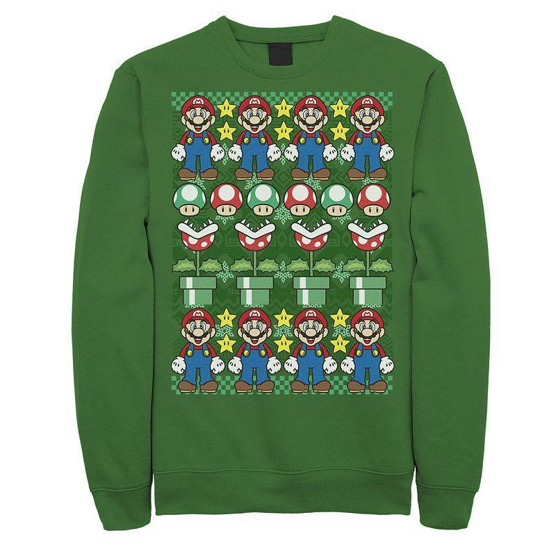 Men's Nintendo Super Mario Character Stack Ugly Christmas Sweater Style Sweatshirt,  Product Image
