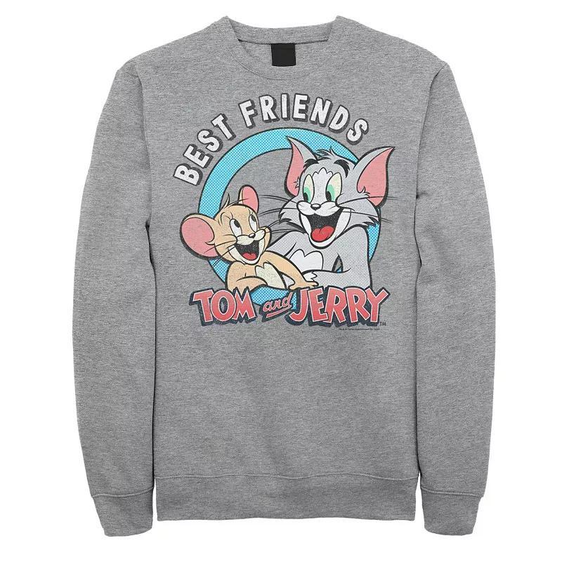 Mens Tom And Jerry Best Friends Portrait Sweatshirt, Men's, Size: XXL, Athletic Grey Product Image