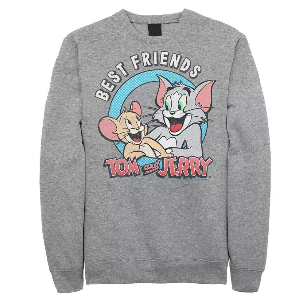 Mens Tom And Jerry Best Friends Portrait Sweatshirt, Men's, Size: XXL, Athletic Grey Product Image