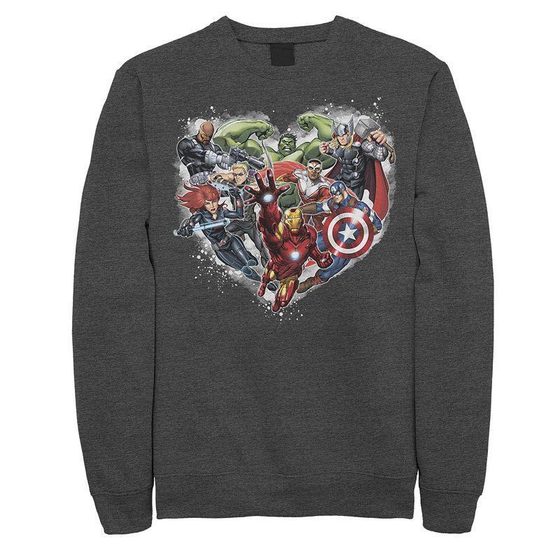 Men's Marvel Avengers Heart Group Shot Valentine Sweatshirt,  Product Image