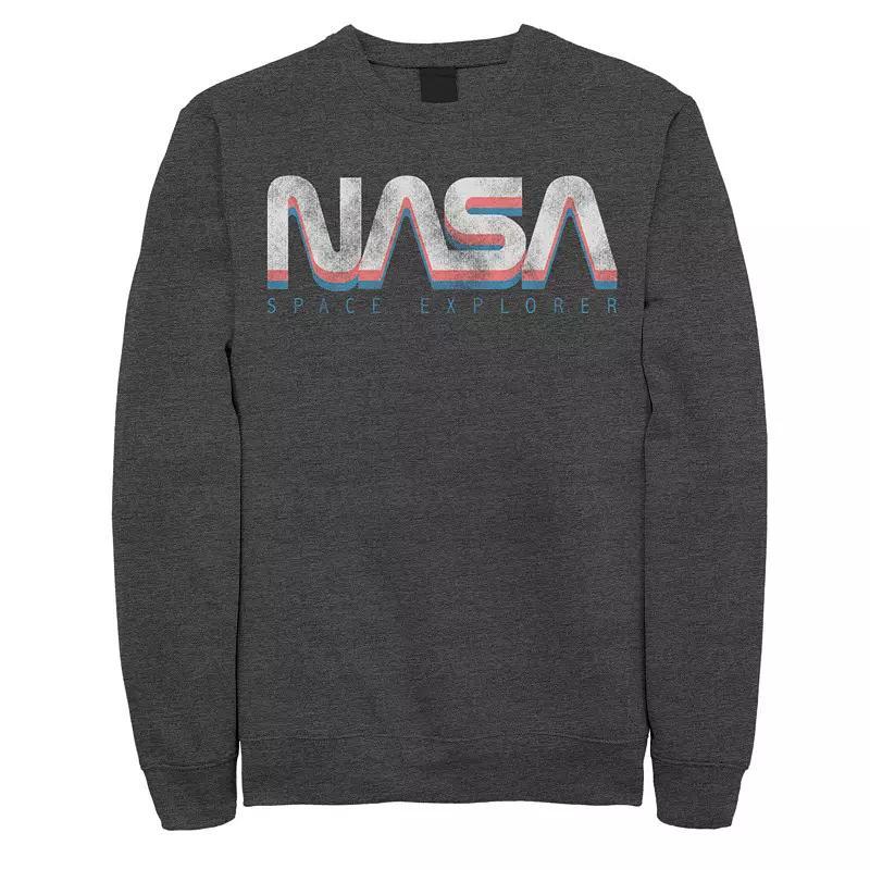 Mens NASA Official Space Explorer Retro Logo Sweatshirt Grey Heather Product Image