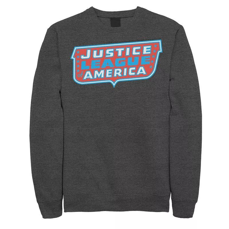 Mens DC Comics Justice League Of America Text Poster Logo Sweatshirt Athletic Grey Product Image