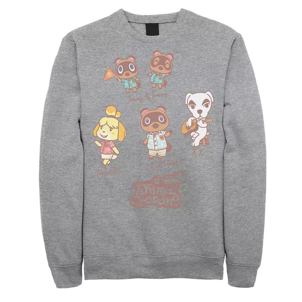 Men's Animal Crossing New Horizons Group Shot Names Fleece, Size: 5XL, Athletic Grey Product Image