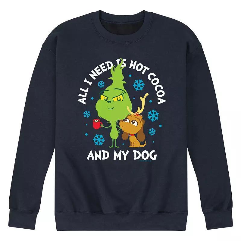 Men's Dr. Seuss The Grinch Hot Cocoa And My Dog Fleece Sweatshirt,  Product Image