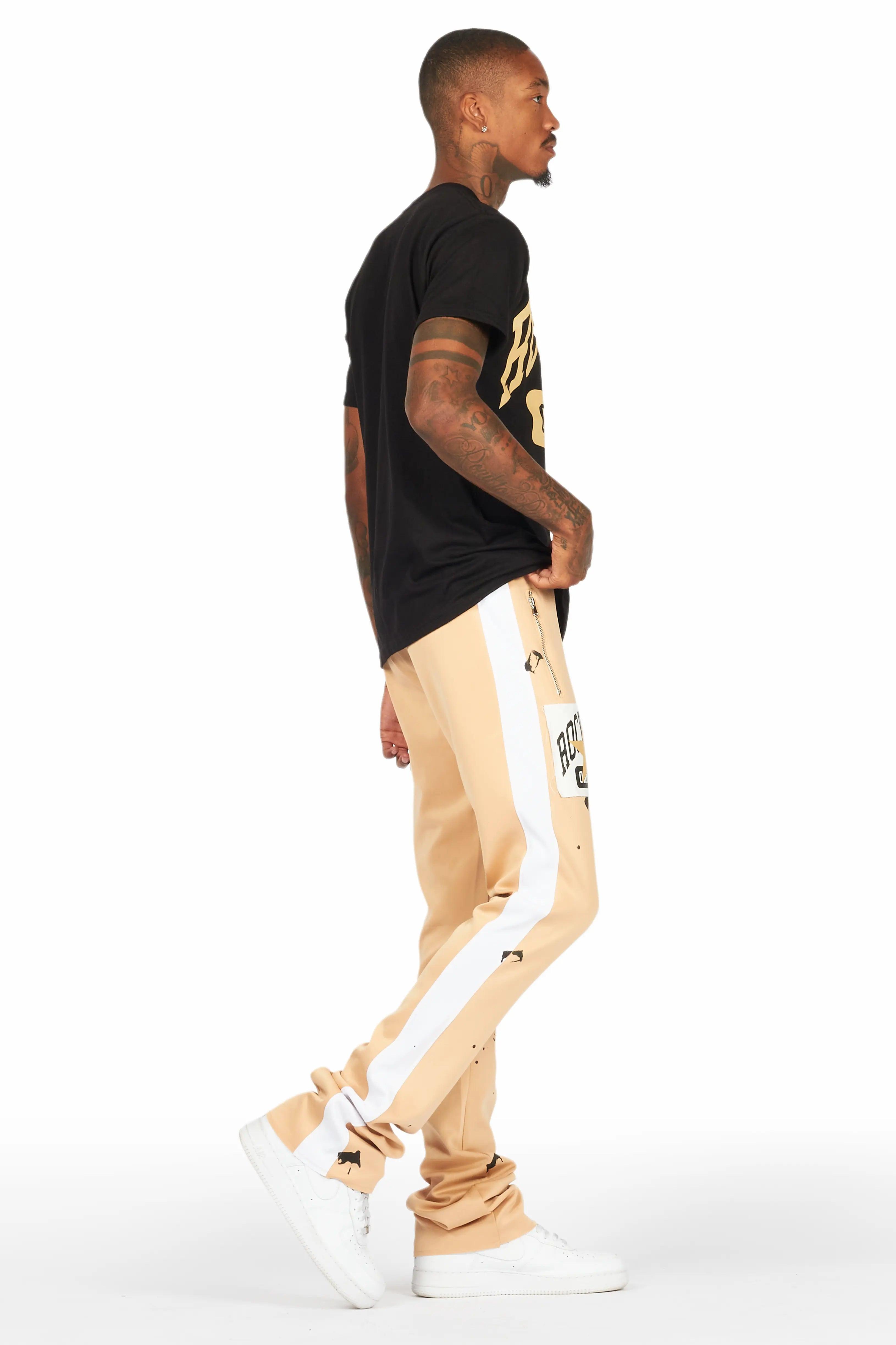 Dash Black/Beige T-Shirt/Stacked Flare Track Set Male Product Image