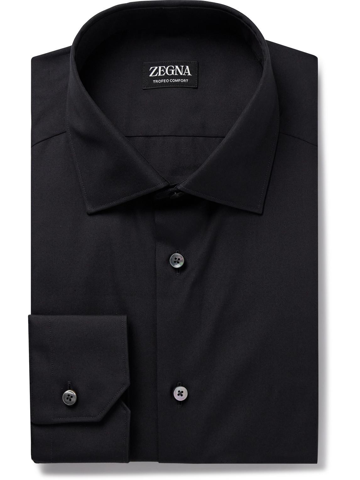 ZEGNA Men's Trofeo Comfort Cotton Dress Shirt In Black Product Image