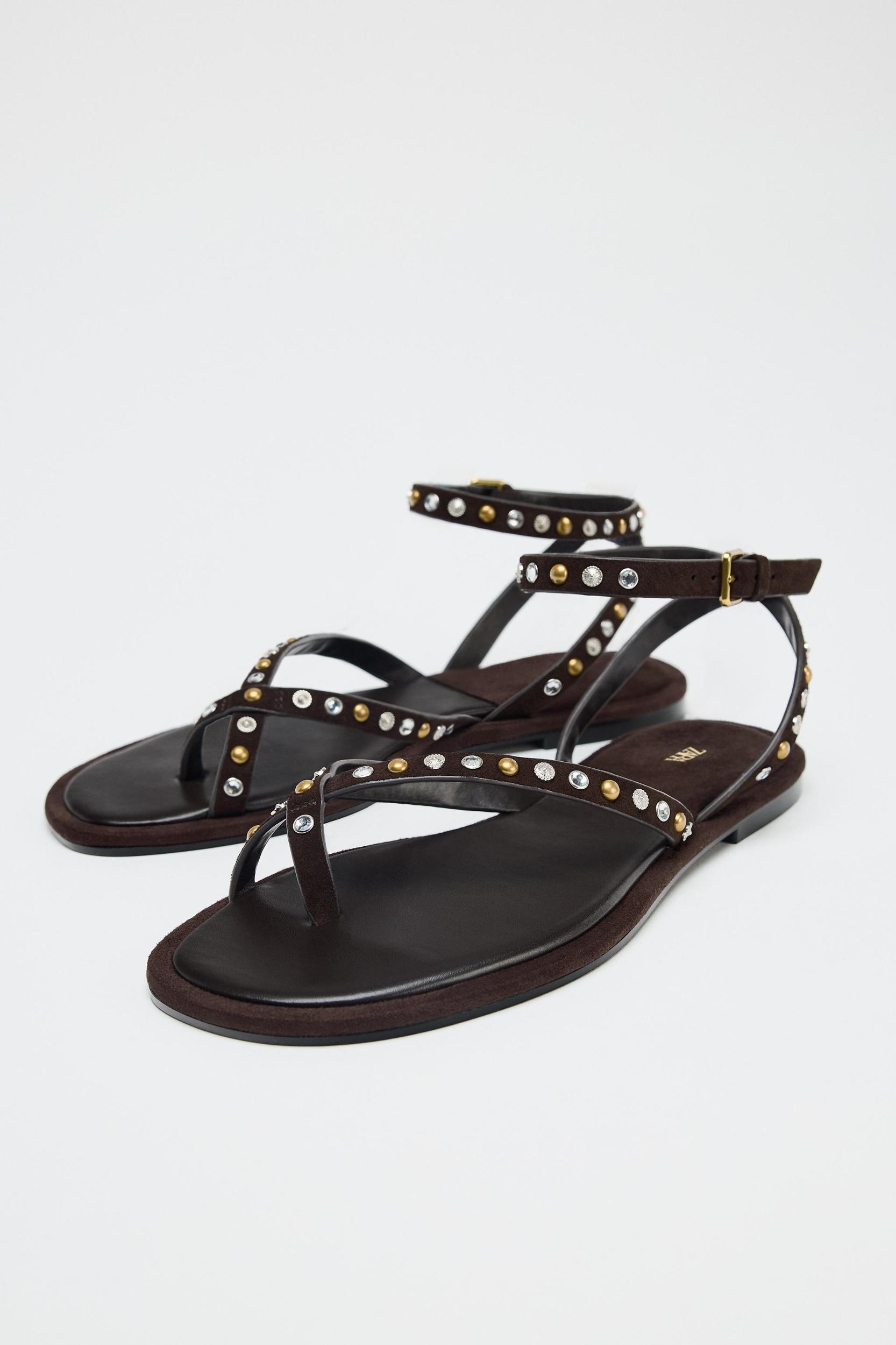 BEADED LEATHER SANDALS Product Image