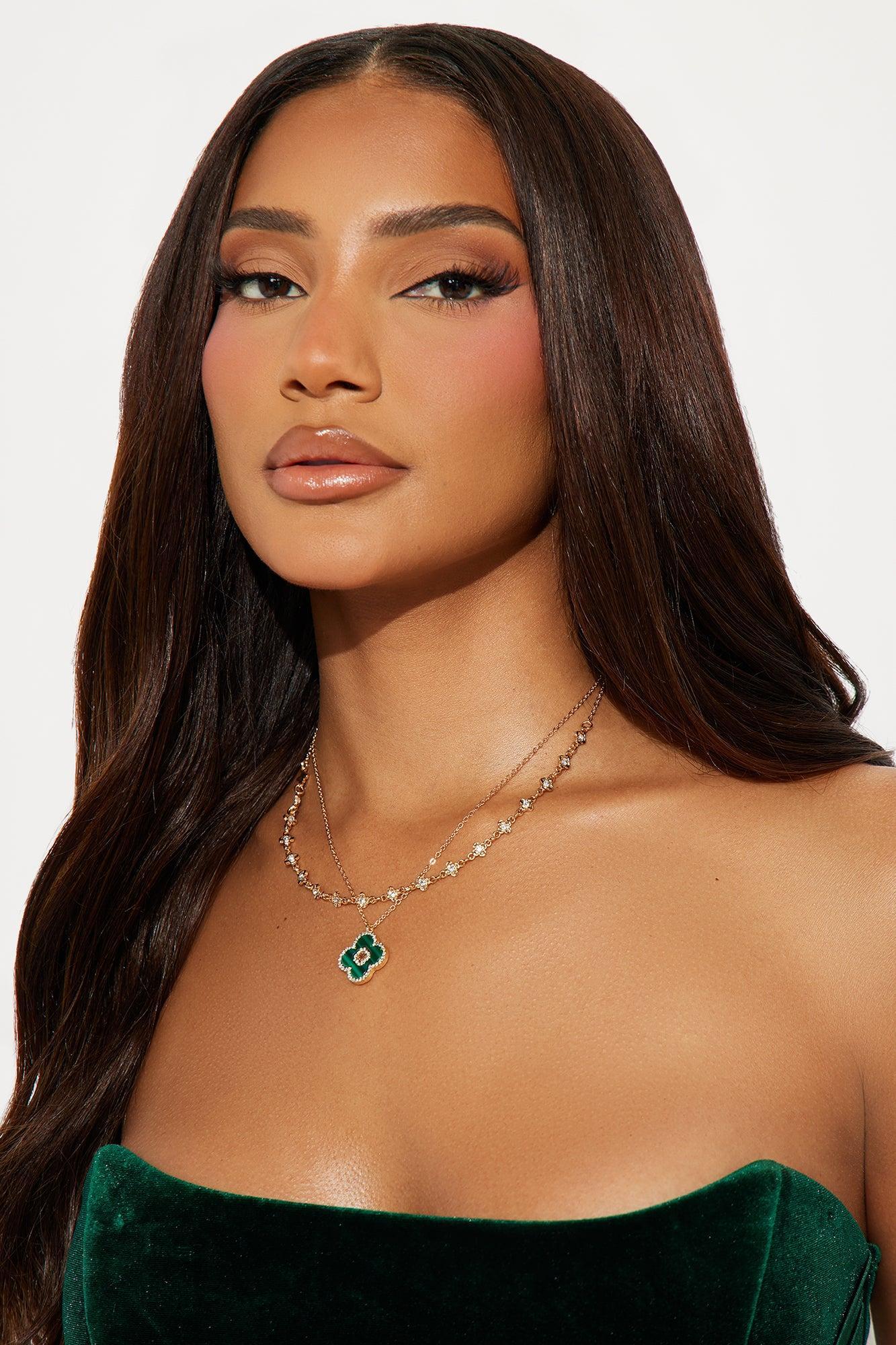 Best Of Luck Necklace - Gold/Green Product Image