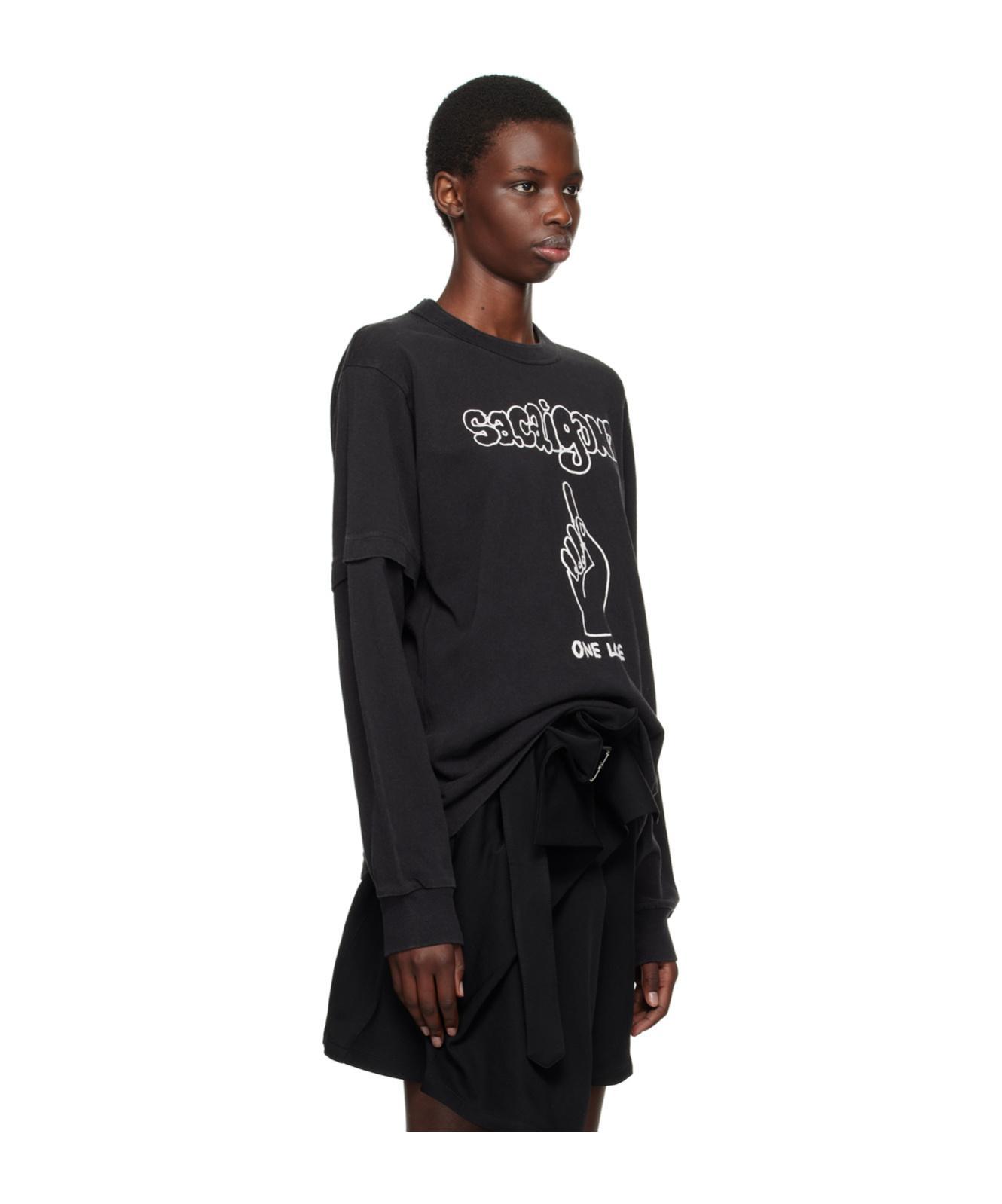 SACAI Laminated Long-sleeved T-shirt In Black Product Image