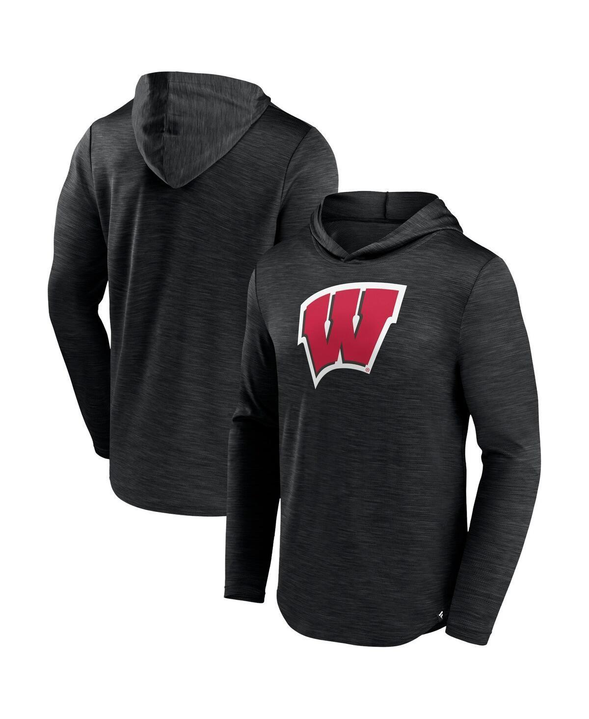 Mens Fanatics Heather Black Wisconsin Badgers Transitional Hoodie T-shirt Product Image