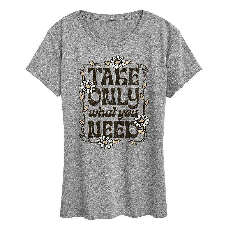 Womens Take Only What You Need Graphic Tee, Girls Grey Gray Product Image