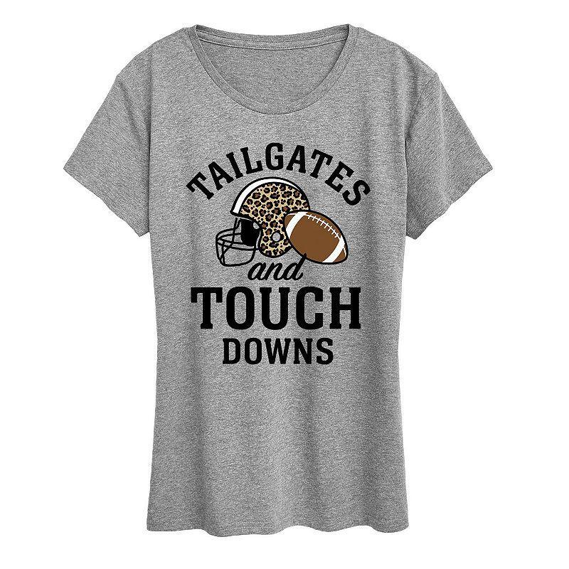 Women's Tailgates Touchdowns Graphic Tee, Girl's, Size: Medium, Grey Gray Product Image