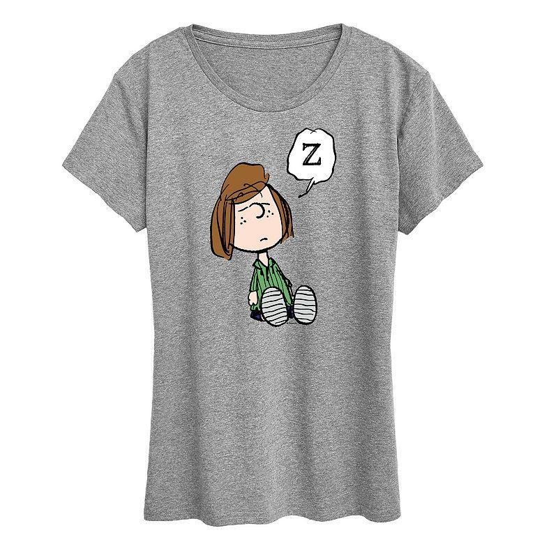 Women's Peanuts Peppermint Patty Doze Graphic Tee, Size: Large, Grey Gray Product Image