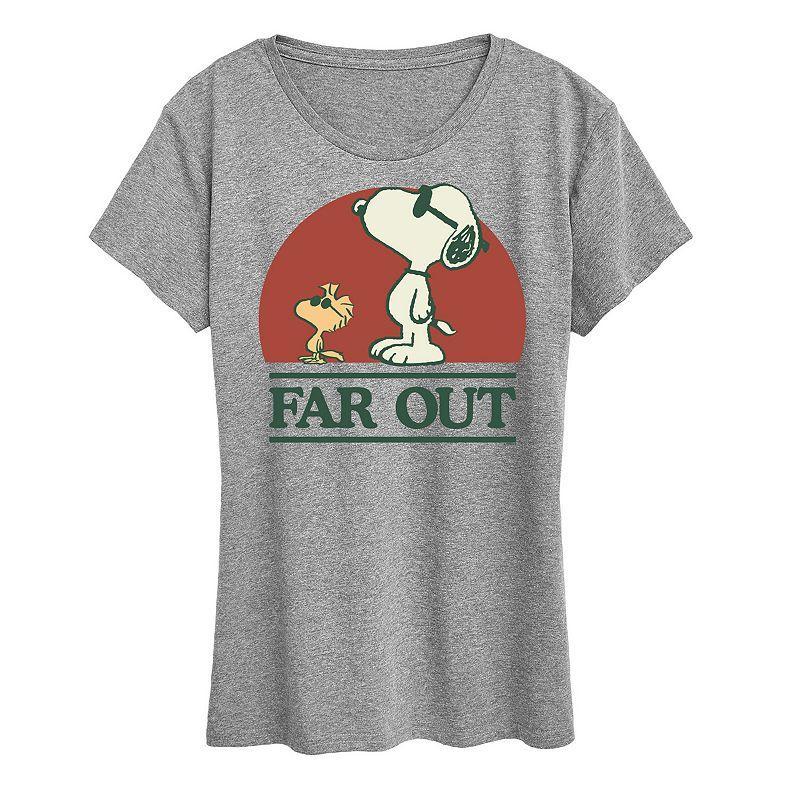 Plus Peanuts Snoopy & Woodstock Far Out Color Art Graphic Tee, Women's, Size: 2XL, Grey Gray Product Image