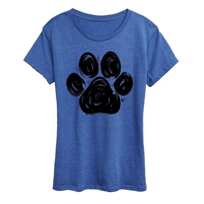 Women's Brushstroke Paw Print Graphic Tee, Girl's,  Product Image